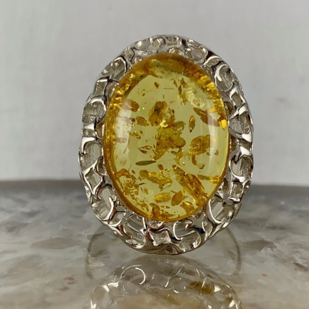 💕NWOT Amber And Sterling Silver Ring Size 7